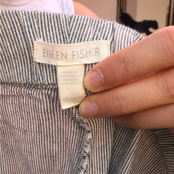 Eileen Fisher Women's Light Gray Striped Cotton Joggers - Picture 4 of 6